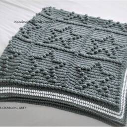 star Crochet Baby Blanket Bobble Nursery Throw, Custom Colors - thumbnail 2