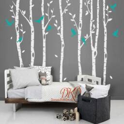 Birch Tree Vinyl Wall Decals, Flying Birds, Nursery Decor - thumbnail 2