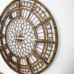 Handmade Wooden Silent Big Ben Wall Clock Up To 90cm in Oak, Cherry Or Walnut - Silver Gold Hands - thumbnail 3