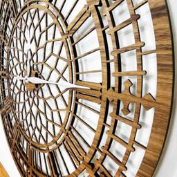 Handmade Wooden Silent Big Ben Wall Clock Up To 90cm in Oak, Cherry Or Walnut - Silver Gold Hands - thumbnail 4