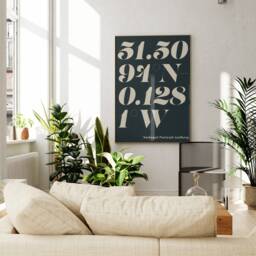 Custom Retro Coordinates Print Wall Art Where We Met Girlfriend 1st Anniversary Gifts Personalised Location Prints Gift For Her - thumbnail 2