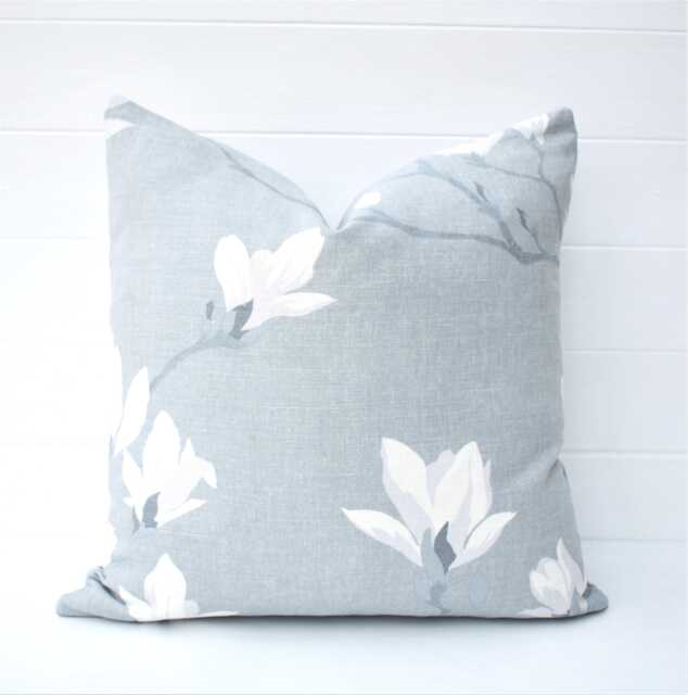 Laura Ashley Magnolia Grove Grey Cushion, Double Sided, Handmade With A Zip Fastening - image 1