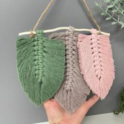 Mini Macrame Feather Wall Hanging, Mini Macrame, Feathers, Decor - thumbnail 2