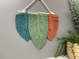 Mini Macrame Feather Wall Hanging, Mini Macrame, Feathers, Decor - thumbnail 1