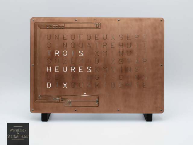 Word Clock Design Led Letters French Text Living Room Decoration Industrial Style Black - image 1