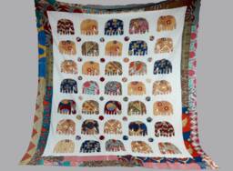 Indian Traditional Handmade Gujrati Embroidery Bedsheet Stylized Elephants, Handmade Bed Sheet Handcrafted Unique Ethnic Look Applique Design