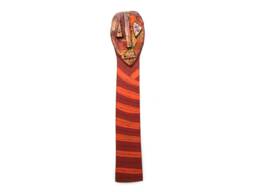 Red Ceramic Art Doll 3D Wood Wall Sculpture
