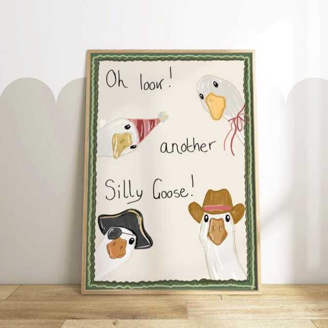 Silly Goose - Toddler Poster Playroom Print Modern Toddler Decor - image 1