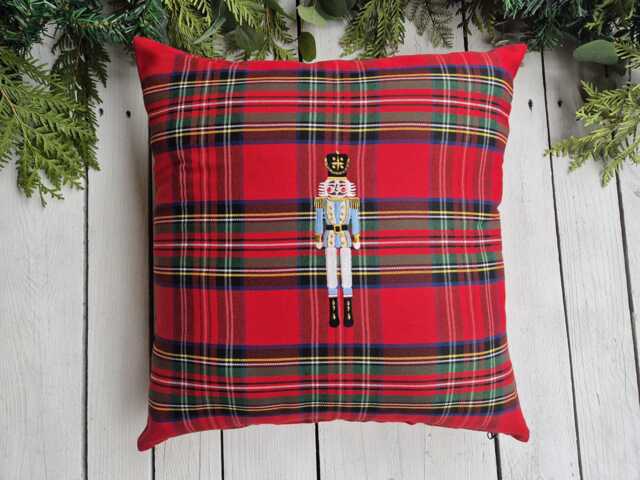 Nutcracker Plaid Pillow Cover, Decorative Royal Stewart Throw Cover - image 1