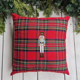 Nutcracker Plaid Pillow Cover, Decorative Royal Stewart Throw Cover - thumbnail 2