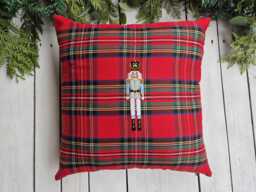 Nutcracker Plaid Pillow Cover, Decorative Royal Stewart Throw Cover - thumbnail 1