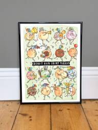 Donut Parade Art Print - Whimsical Food Pun Kitchen Decor - thumbnail 1