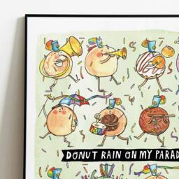 Donut Parade Art Print - Whimsical Food Pun Kitchen Decor - thumbnail 2