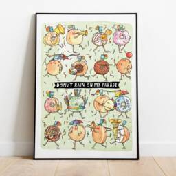 Donut Parade Art Print - Whimsical Food Pun Kitchen Decor - thumbnail 3
