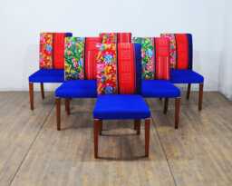 6 X Dining Chairs - Blue Rainbow