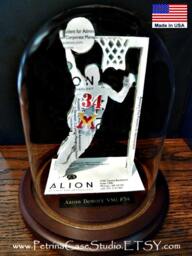 Basketball Player Business Card Sculpture Sports Gift With Glass Dome