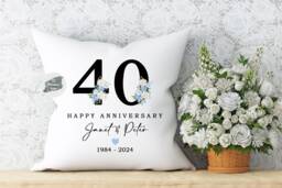 Personalised Floral 40Th Anniversary Cushion, Ruby Wedding Gift - thumbnail 1