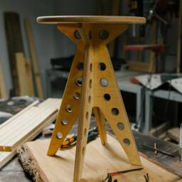 Handcrafted Wooden Stool - Versatile Designer Seating For Home, Office, & Studio Elegant Artisanal Furniture - thumbnail 4