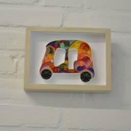 Quilled Bombay Auto Rickshaw - Papercraft - Wall Art For Friends, Daughter, Son, Mother, Father, Teacher, 3D Handmade Gift, May Birthday - thumbnail 1