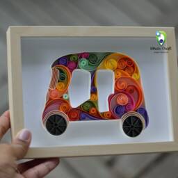 Quilled Bombay Auto Rickshaw - Papercraft - Wall Art For Friends, Daughter, Son, Mother, Father, Teacher, 3D Handmade Gift, May Birthday - thumbnail 3