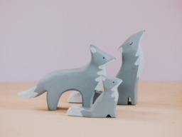 Wooden Wolf, Coyote, Wolf Family, Handmade Animal, Montessori Toys, Wild Animal, Waldorf Toy, Woodland Animal Toy - thumbnail 1
