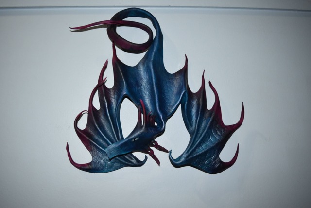 Blue & Purple Aurora Leather Dragon Wall Hanging - Blue/Purple 14 Inches This One Available Now - image 1