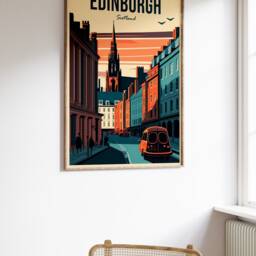 Edinburgh Scotland Travel Poster Colourful Vintage Wall Art - thumbnail 2