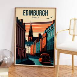 Edinburgh Scotland Travel Poster Colourful Vintage Wall Art - thumbnail 3