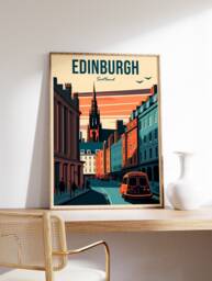 Edinburgh Scotland Travel Poster Colourful Vintage Wall Art - thumbnail 1