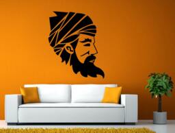 Turban Beard Man Head Wall Or Window Sticker Decal Vinyl Fathead Mural Decor L1944 - thumbnail 1
