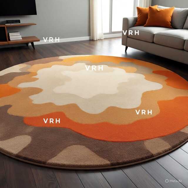 Handmade Wool Oushak Round Area Rug, Earth Tone Floral Design - image 1