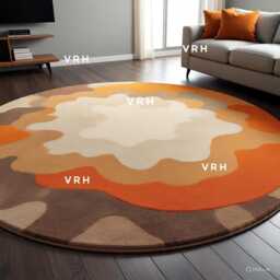 Handmade Wool Oushak Round Area Rug, Earth Tone Floral Design - thumbnail 1