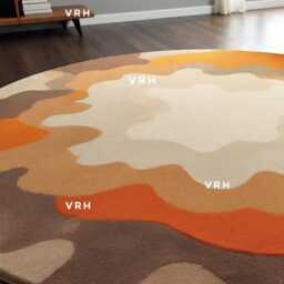 Handmade Wool Oushak Round Area Rug, Earth Tone Floral Design - thumbnail 4