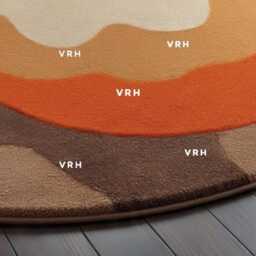 Handmade Wool Oushak Round Area Rug, Earth Tone Floral Design - thumbnail 3