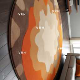 Handmade Wool Oushak Round Area Rug, Earth Tone Floral Design - thumbnail 2