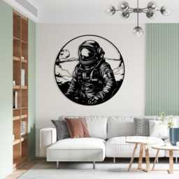 Metal Astronaut Wall Art, Space Decor Sign, Kids Room Galaxy Theme, Sci-Fi Gift - thumbnail 2