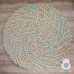40cm Wool Felt Ball Rug Boho Room Decor Hand Felted Round, Rectangular Carpet Rugs Fair Trade & Ethically Handmade - thumbnail 2