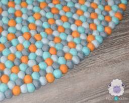 40cm Wool Felt Ball Rug Boho Room Decor Hand Felted Round, Rectangular Carpet Rugs Fair Trade & Ethically Handmade - thumbnail 1