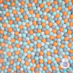 40cm Wool Felt Ball Rug Boho Room Decor Hand Felted Round, Rectangular Carpet Rugs Fair Trade & Ethically Handmade - thumbnail 3