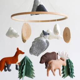 Woodland Baby Mobile, Pine Tree Owl Nursery Mobile - thumbnail 2