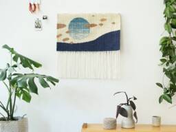 Woolen Kilim Sun #99 - Handwoven Woolen Rug Wall Textile Weaving Natural Dyed Plant Modern Tapestry Tartaruga - thumbnail 1