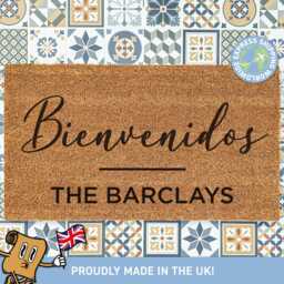 Bienvenidos Welcome Family Name Doormat, Customised Mat, New Home Gift, Personalised Decorations, Doormat - thumbnail 1