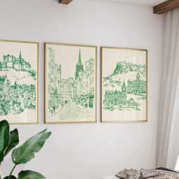 Set Of 3 Edinburgh Posters, Scottish City Wall Art, Travel Print Set, Modern Architecture Artwork, Urban Home Decor, UK Landscape Style - thumbnail 4