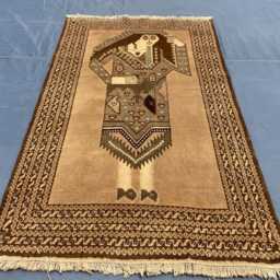 Handmade Pictorial Rug 3x5, Afghan Woman Portrait Rug, Baluch Figure Wall Art, Natural Dye Wool Tapestry, Neutral Brown Accent Quirky Tribal - thumbnail 2