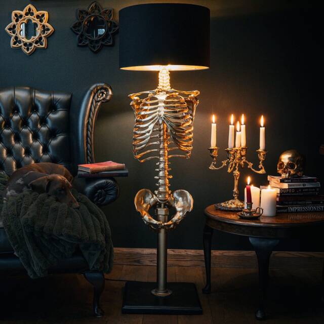 Skeleton Floor Lamp - Gothic Home Decor Handmade By The Blackened Teeth Ultimate Christmas Gift - image 1