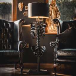 Skeleton Floor Lamp - Gothic Home Decor Handmade By The Blackened Teeth Ultimate Christmas Gift - thumbnail 2