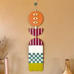 Quirky Wall Hanging - Handmade Chequerboard Plywood Sculpture - thumbnail 4