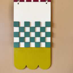 Quirky Wall Hanging - Handmade Chequerboard Plywood Sculpture - thumbnail 2