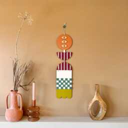 Quirky Wall Hanging - Handmade Chequerboard Plywood Sculpture - thumbnail 3