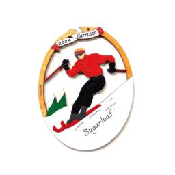 Personalized Skiing Christmas Ornament For Male Skier With Custom Colors-Wood, Hand Painted, Laser Cut - thumbnail 1